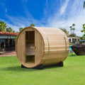 Woodbridge 2-3 Person Finland Thermo Pine Outdoor Barrel Sauna with Harvia Electric Heater and Asphalt Shingle Roof