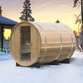 Woodbridge 4 Person Findland Thermo Pine Outdoor Barrel Sauna with Havia Electric Heater and Asphalt Shingle Roof