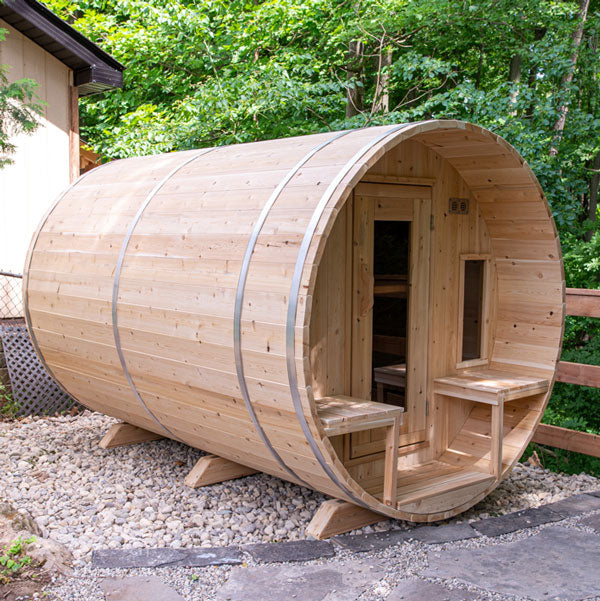 Leisurecraft Candadian Timber Tranquility Barrel Sauna 4-5 Peron