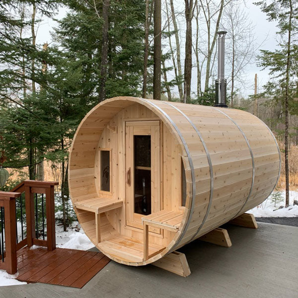 Leisurecraft Candadian Timber Tranquility Barrel Sauna 4-5 Peron