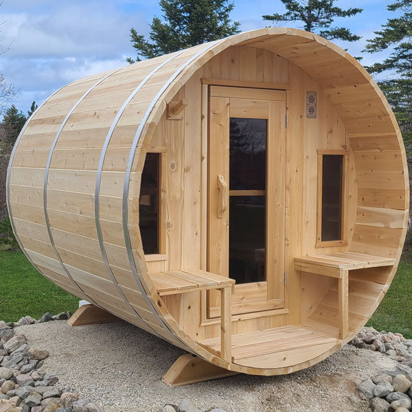 Leisurecraft Candadian Timber Tranquility Barrel Sauna 4-5 Peron