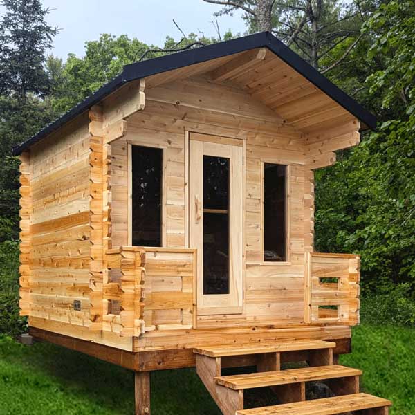 Leisurecraft Canadian Timber Georgian Traditional Cabin Sauna With Porch 2-6 Person