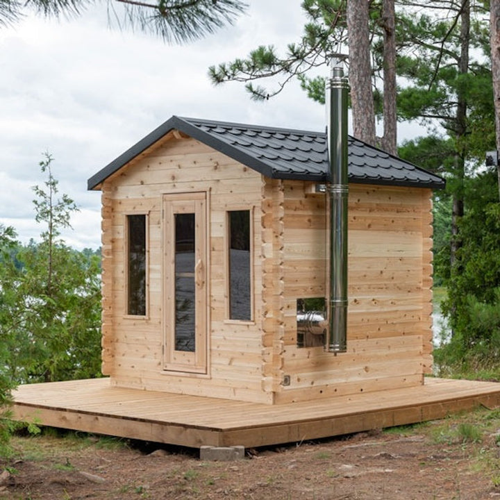 Leisurecraft Canadian Timber Georgian Outdoor Traditional Cabin Sauna with Changeroom 2-6 Person