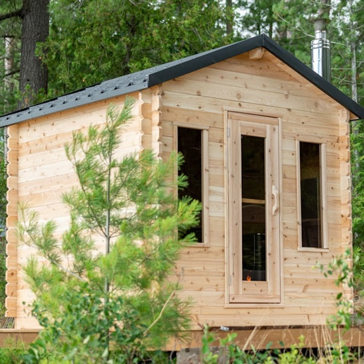 Leisurecraft Canadian Timber Georgian Outdoor Traditional Cabin Sauna with Changeroom 2-6 Person
