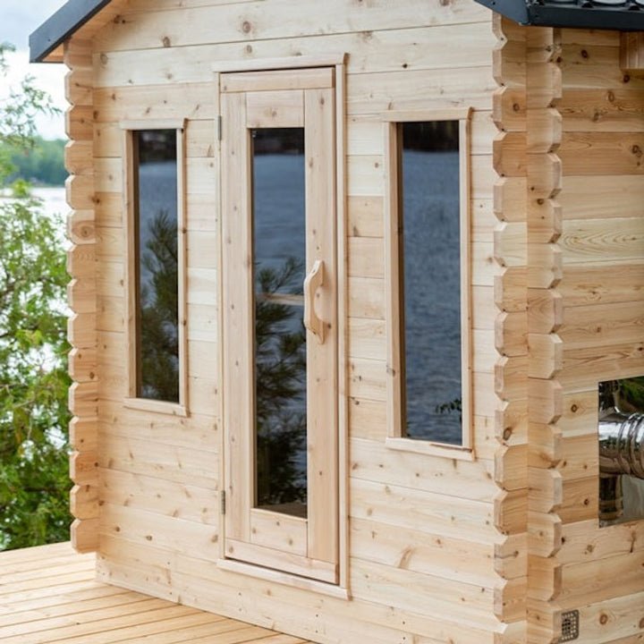 Leisurecraft Canadian Timber Georgian Outdoor Traditional Cabin Sauna with Changeroom 2-6 Person