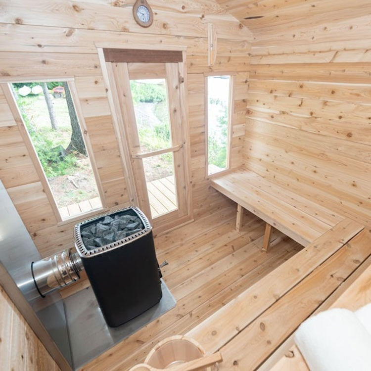 Leisurecraft Canadian Timber Georgian Outdoor Traditional Cabin Sauna with Changeroom 2-6 Person