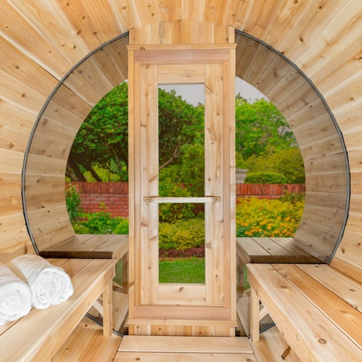 Leisurecraft Canadian Timber Serenity MP Outdoor Traditional Barrel Sauna 3-4 Person