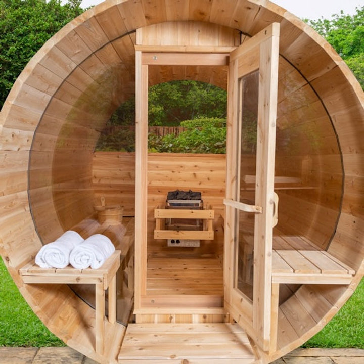 Leisurecraft Canadian Timber Serenity MP Outdoor Traditional Barrel Sauna 3-4 Person