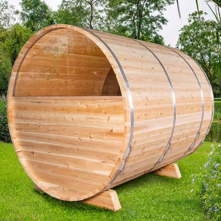 Leisurecraft Canadian Timber Serenity MP Outdoor Traditional Barrel Sauna 3-4 Person