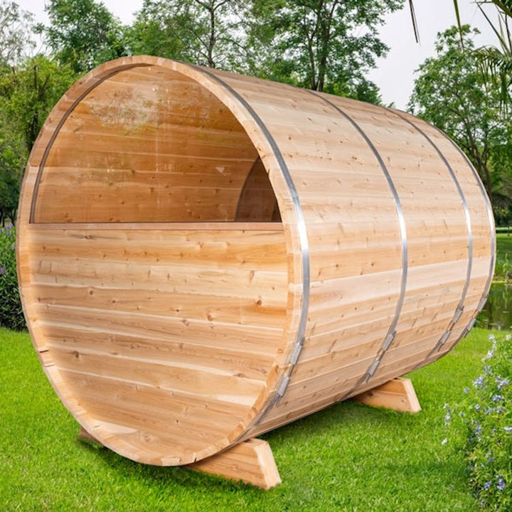 Leisurecraft Canadian Timber Serenity MP Outdoor Traditional Barrel Sauna 3-4 Person