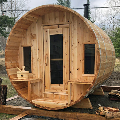 Leisurecraft Candadian Timber Tranquility Barrel Sauna 4-5 Peron