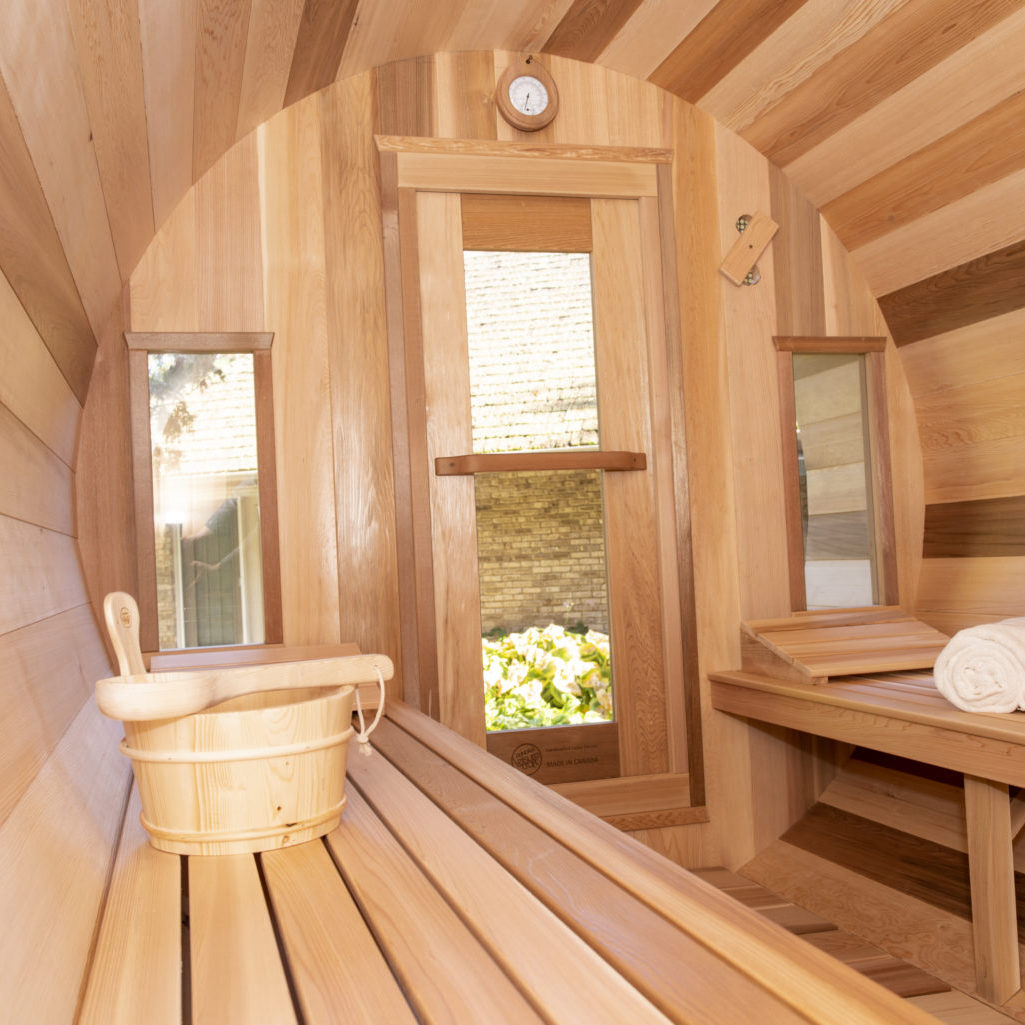 Leisurecraft Candadian Timber Tranquility Barrel Sauna 4-5 Peron