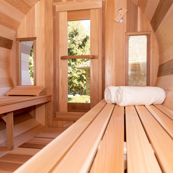 Leisurecraft Candadian Timber Tranquility Barrel Sauna 4-5 Peron