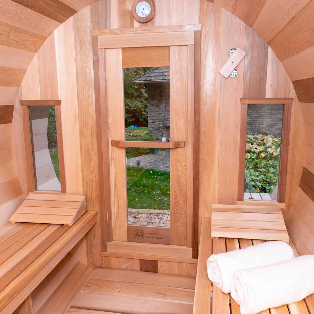 Leisurecraft Candadian Timber Tranquility Barrel Sauna 4-5 Peron