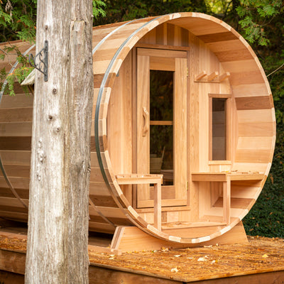 Leisurecraft Candadian Timber Tranquility Barrel Sauna 4-5 Peron