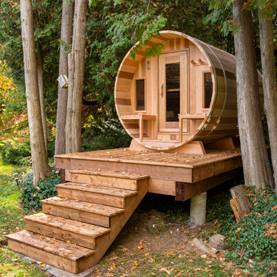 Leisurecraft Candadian Timber Tranquility Barrel Sauna 4-5 Peron