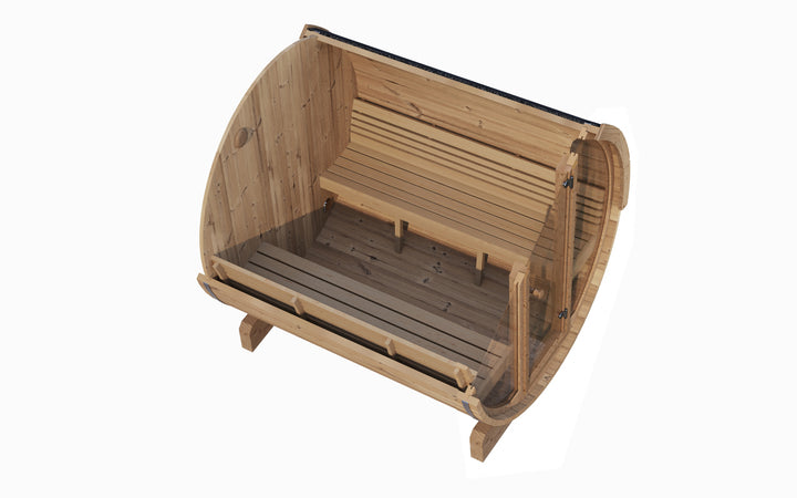 SaunaLife Model E8G 6 Person Sauna Barrel Glass Front