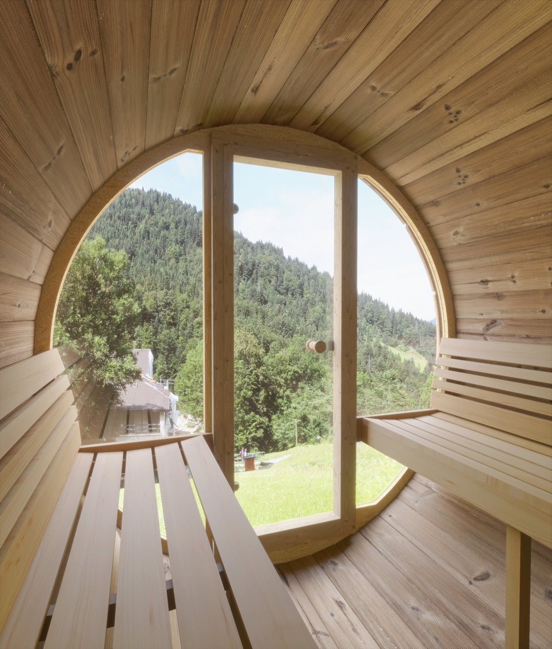 SaunaLife Model E8G 6 Person Sauna Barrel Glass Front