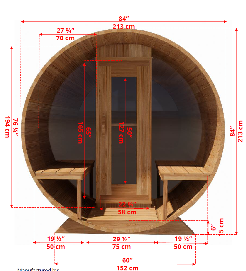Leisurecraft Canadian Timber Serenity MP Outdoor Traditional Barrel Sauna 3-4 Person