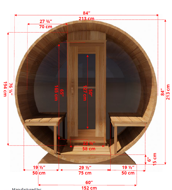 Leisurecraft Canadian Timber Serenity MP Outdoor Traditional Barrel Sauna 3-4 Person