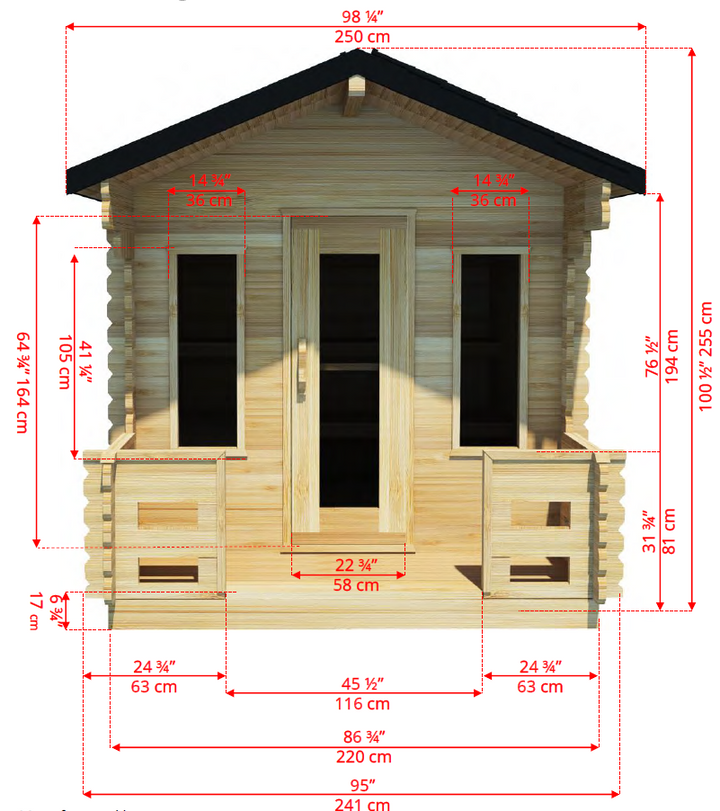 Leisurecraft Canadian Timber Georgian Traditional Cabin Sauna With Porch 2-6 Person