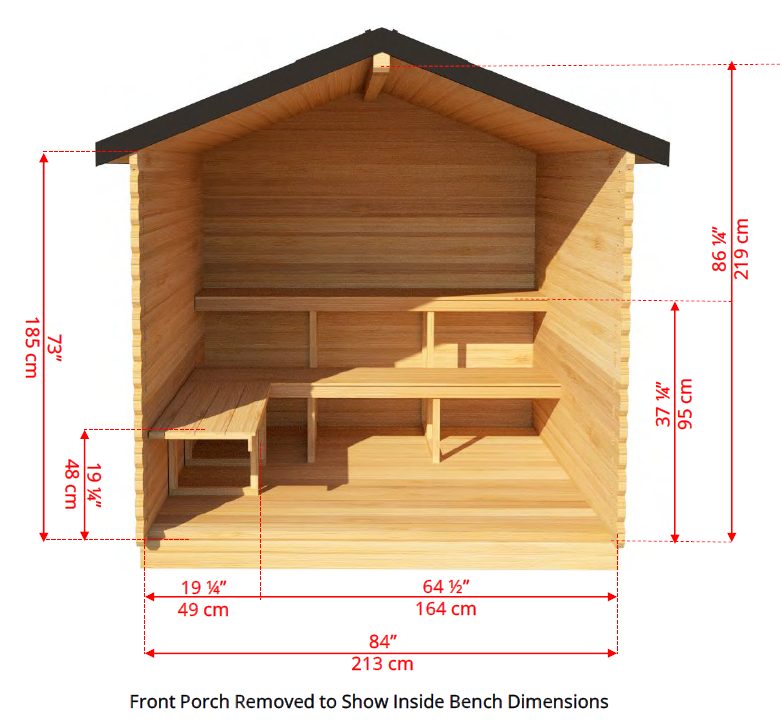 Leisurecraft Canadian Timber Georgian Traditional Cabin Sauna With Porch 2-6 Person