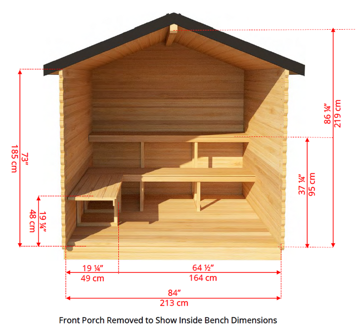 Leisurecraft Canadian Timber Georgian Traditional Cabin Sauna With Porch 2-6 Person