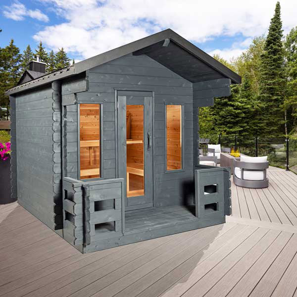 Leisurecraft Canadian Timber Georgian Traditional Cabin Sauna With Porch 2-6 Person