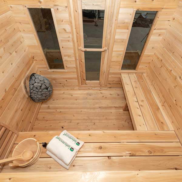 Leisurecraft Canadian Timber Georgian Traditional Cabin Sauna With Porch 2-6 Person