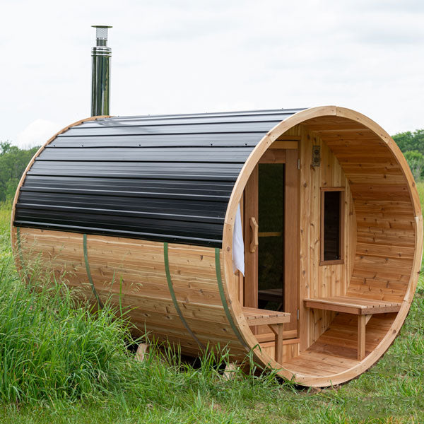 Leisurecraft Candadian Timber Tranquility Barrel Sauna 4-5 Peron