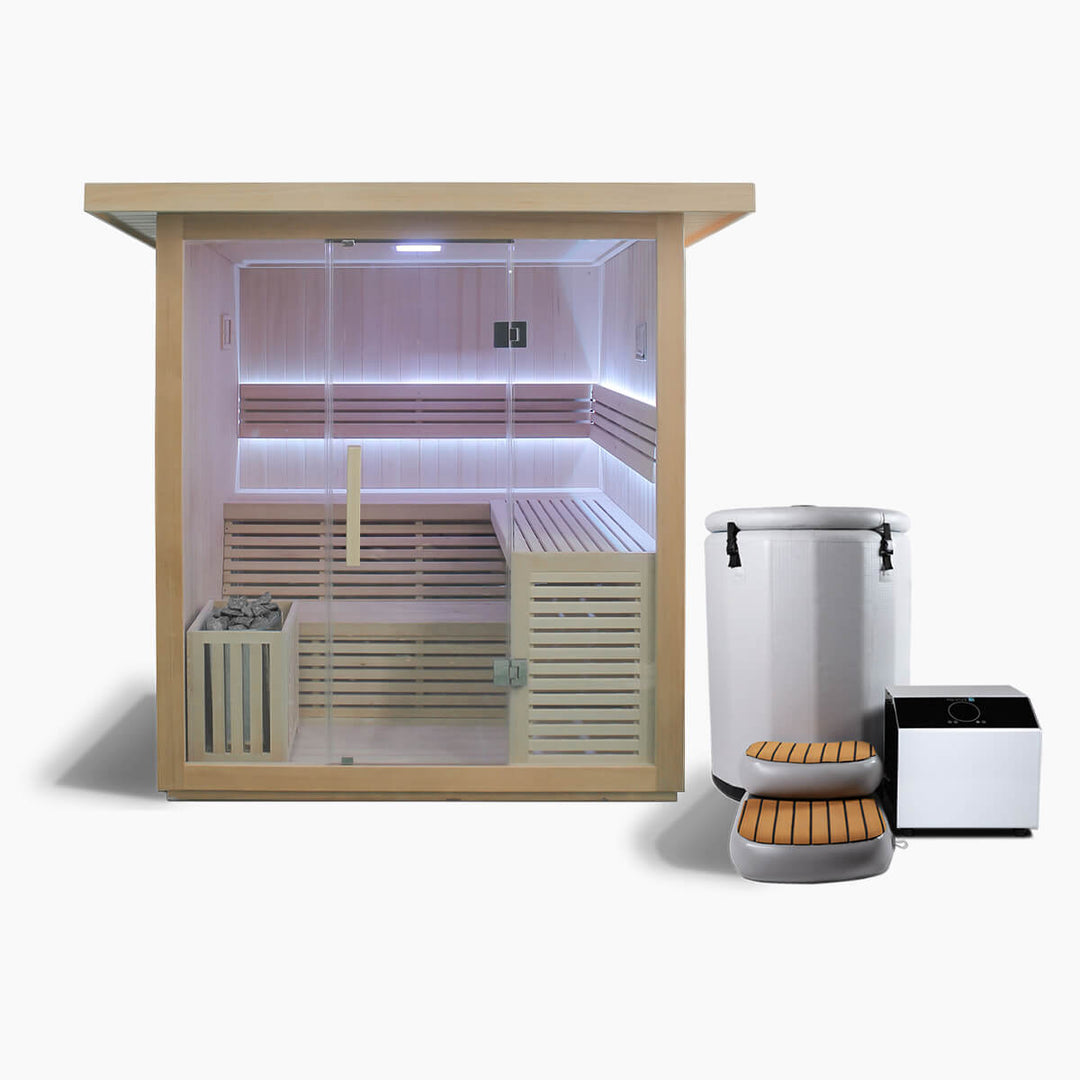 Revive Plunge 6 Person Traditional Sauna & Inflatable Barrel Plunge